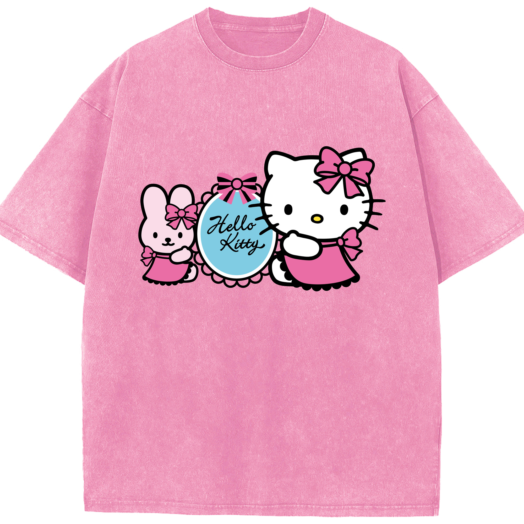 （画像用） Hello Kitty ハローキティ 綿100% ヴィンテージ風 半袖Tシャツ（フロントプリント）